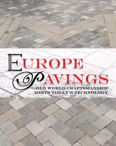 Paving stones with a logo overlay for Europe Pavings company.