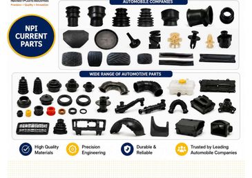 Assortment of plastic automotive parts from Navneet Plastic Industries.