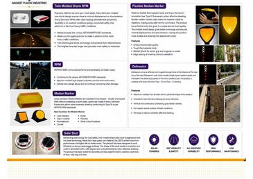 Overview of Navneet Plastic Industries road safety products and their features.