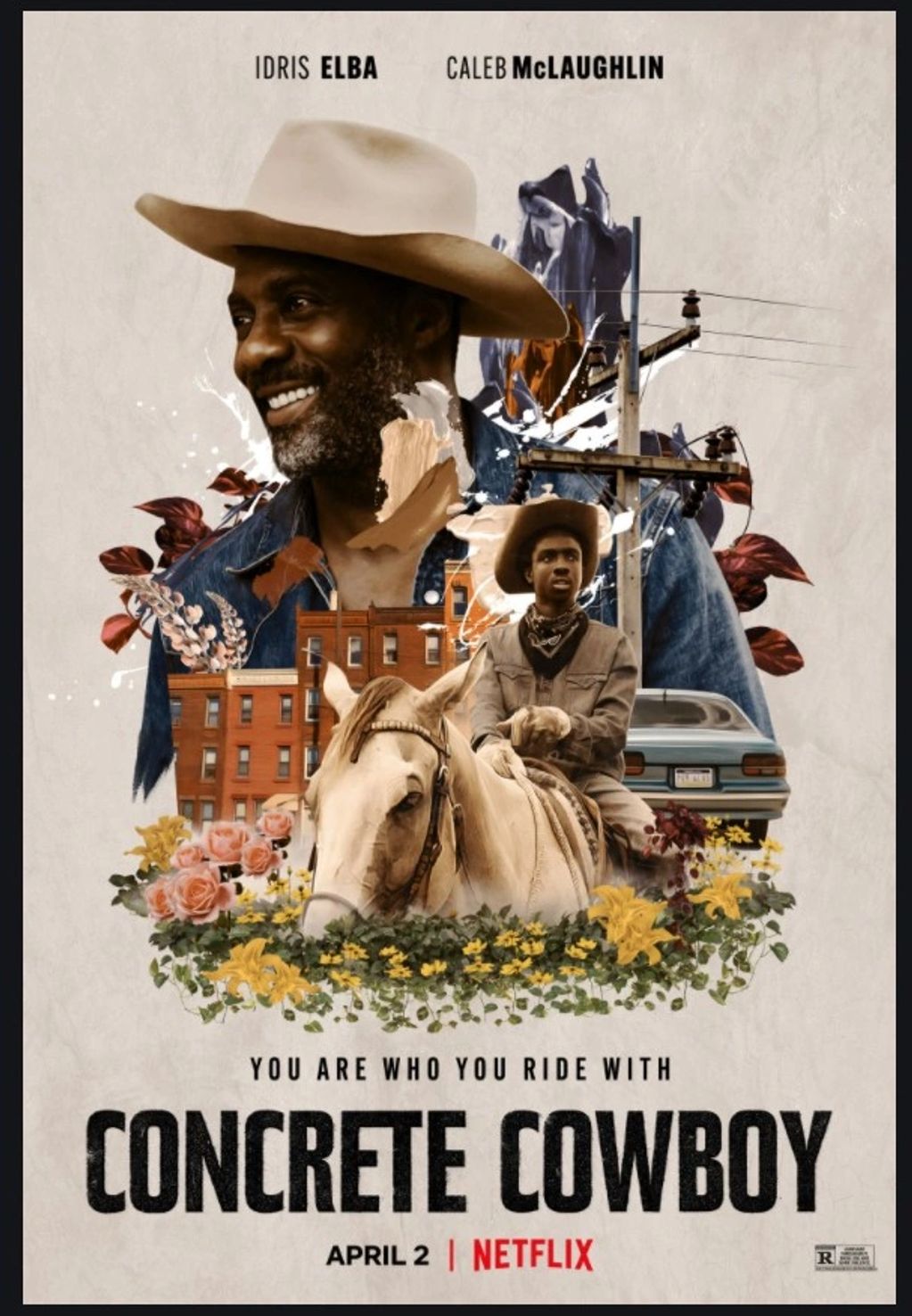 Idris Elba and Caleb McLaughlin movie poster for Concrete Cowboy. Phila, August 2019