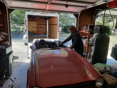 We loaded the car into Dave Mullen’s enclosed trailer and transported it to The Shop for storage.