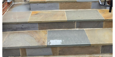 Stone steps made of rectangular slabs.