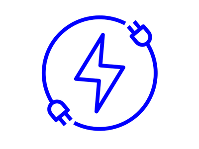 Blue icon image for electrical work