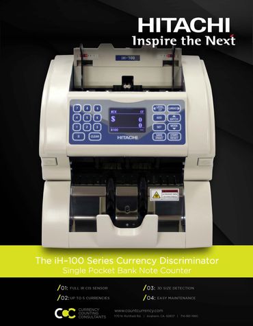 cash currency money note counter discriminator ih-100 hitachi