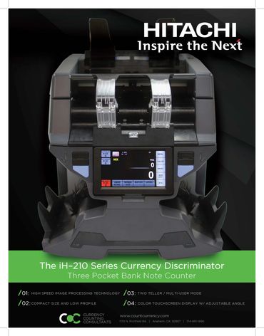 hitachi iH-210 two pocket currency money cash note counter sorter discriminator