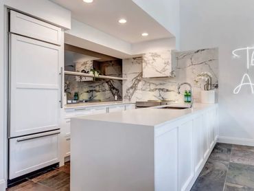 Kitchen renovation with Laminum tile in Whistler BC