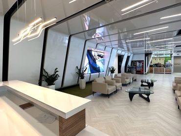 Corporate office interior design in Dubai with modern ceiling design and modern office