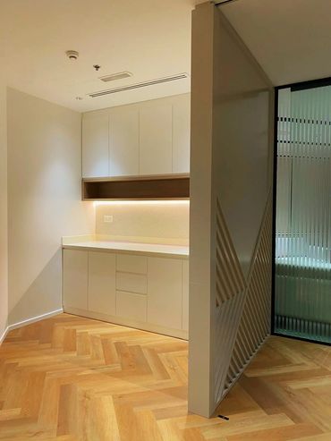 Corporate office interior design in Dubai with modern pantry design