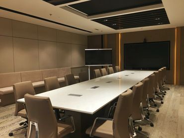 Corporate office interior design in Dubai with modern big executive board room