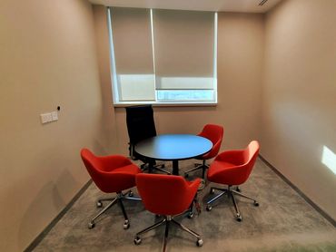 Office interior with glass partition in Dubai – modern design and functional workspace layout.