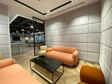 Corporate office interior design in Dubai with ergonomic furniture and modern workspace
