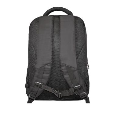Visão traseira da mochila personalizada para empresas com alças acolchoadas e fivela peitoral 