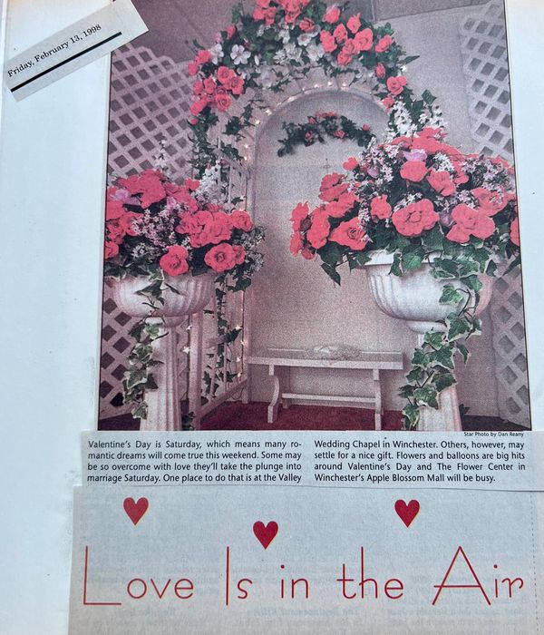 Valentines Day at Valley Wedding Chapel 1996, articles from The Winchester Star newspaper.