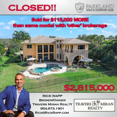 Luxury home sold for $2,815,000 at Parkland Golf & Country Club.
