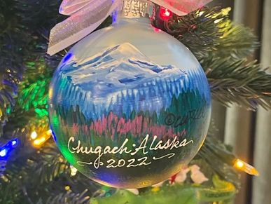 personalized hand painted Fireweed ornament on a Christmas Tree