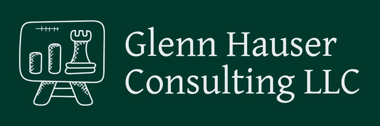 Logo for Glenn Hauser Consulting LLC with a chess rook and bar chart illustration.