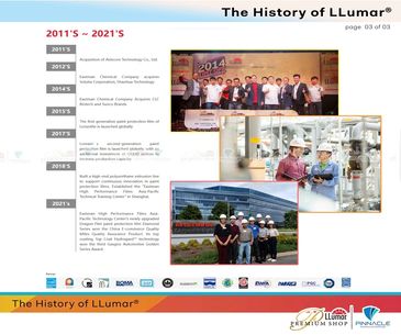 LLumar/Eastman milestones 2011–2021: acquisitions, tech upgrades and APAC training center.