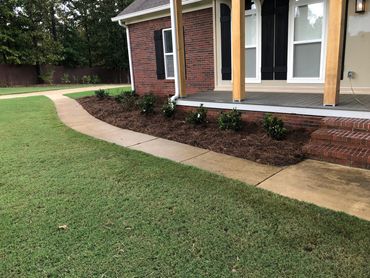 Pinestraw and shrubs installed with a light pressure wash