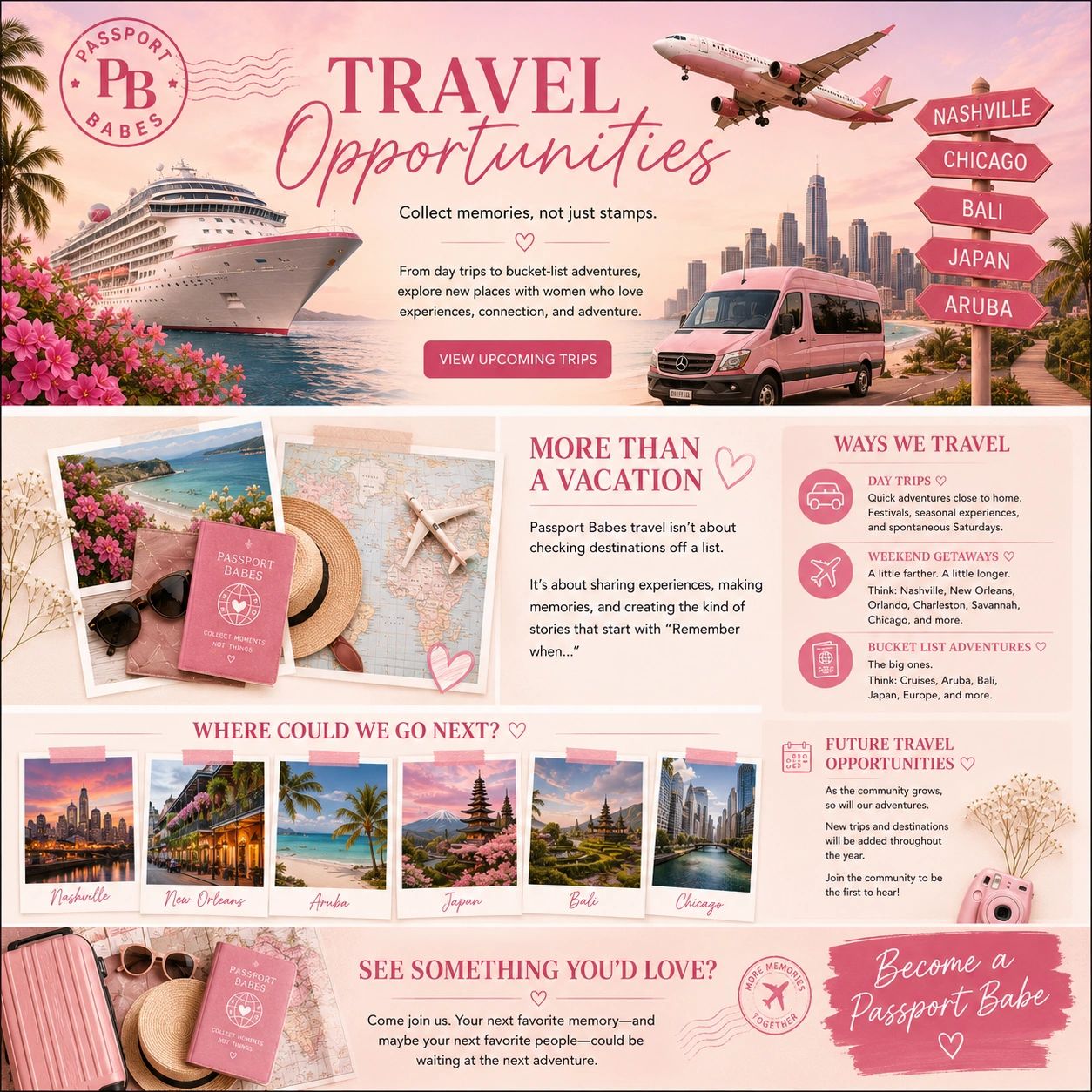 Passport Babes offers travel adventures for women seeking experiences and connection.