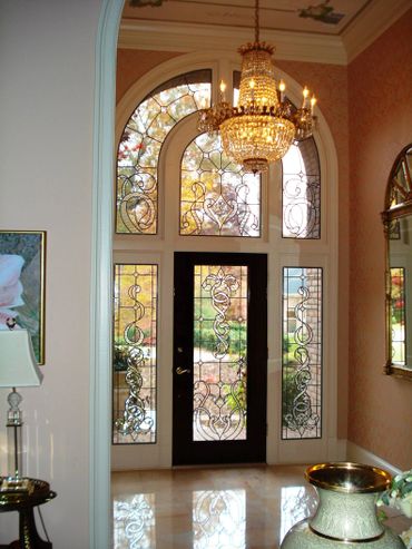 tiffany glass, stained glass window, leaded glass window, custom stained glass, front door glass