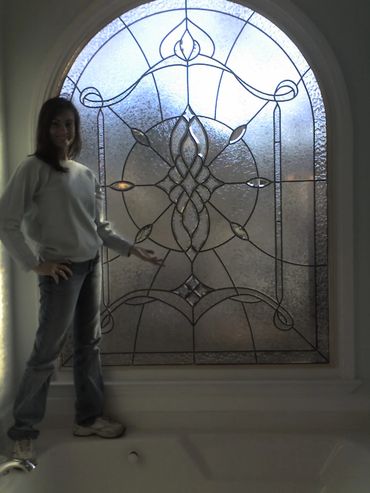 tiffany glass, stained glass window, leaded glass window, custom stained glass, bathroom