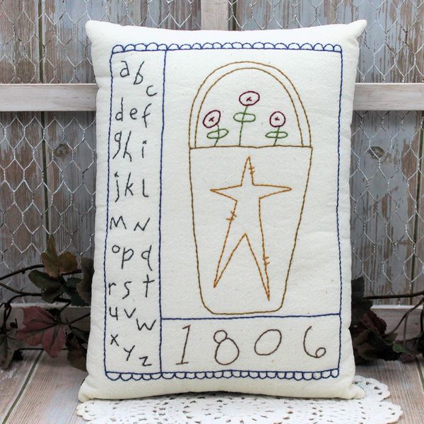 Hand-stitched Decorative Folk Art Pillow