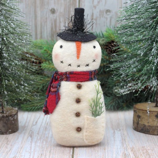 Primitive Handmade Snowman Ornament