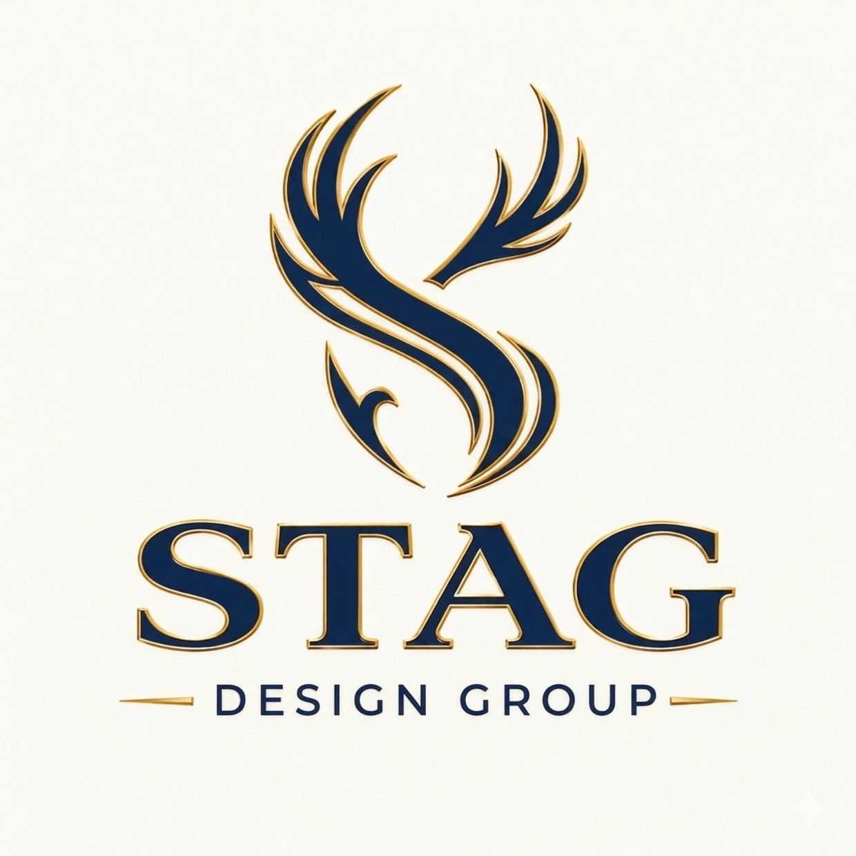 Elegant logo for Stag Design Group with stylized antlers and bold text.
