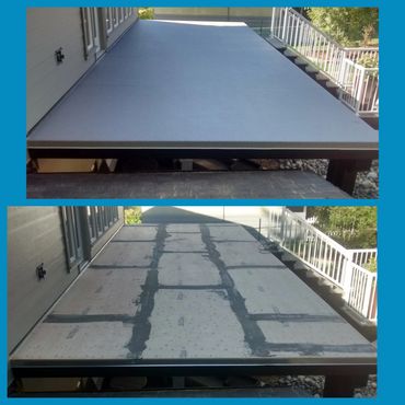 Coastal home vinyl decking renovation before and after project photo