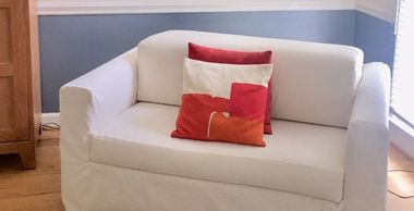 We recently hired Kathy Posla of "Custom Slipcovers by Kathy" to cover a large sofa and loveseat. To
