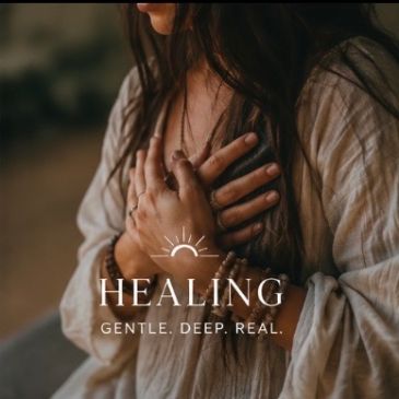 Person with hands on chest, symbolizing healing.