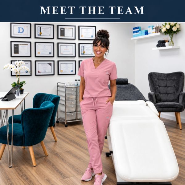 Friendly healthcare professional in a clinic setting.