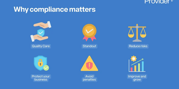 Graphic explaining why compliance matters with icons and benefits.
