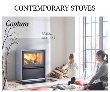 Contemporary stoves catalogue brochure from Contura Wood burner installer Andy Yates Ltd reccomends