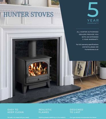 Hunter stoves offer a range of gas fuel effect fires safely installed by Andy Yates Ltd Oxfordshire
