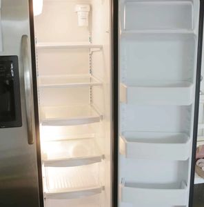 the fridge section of an american style fridge freezer after an appliance cleaning and sanitise