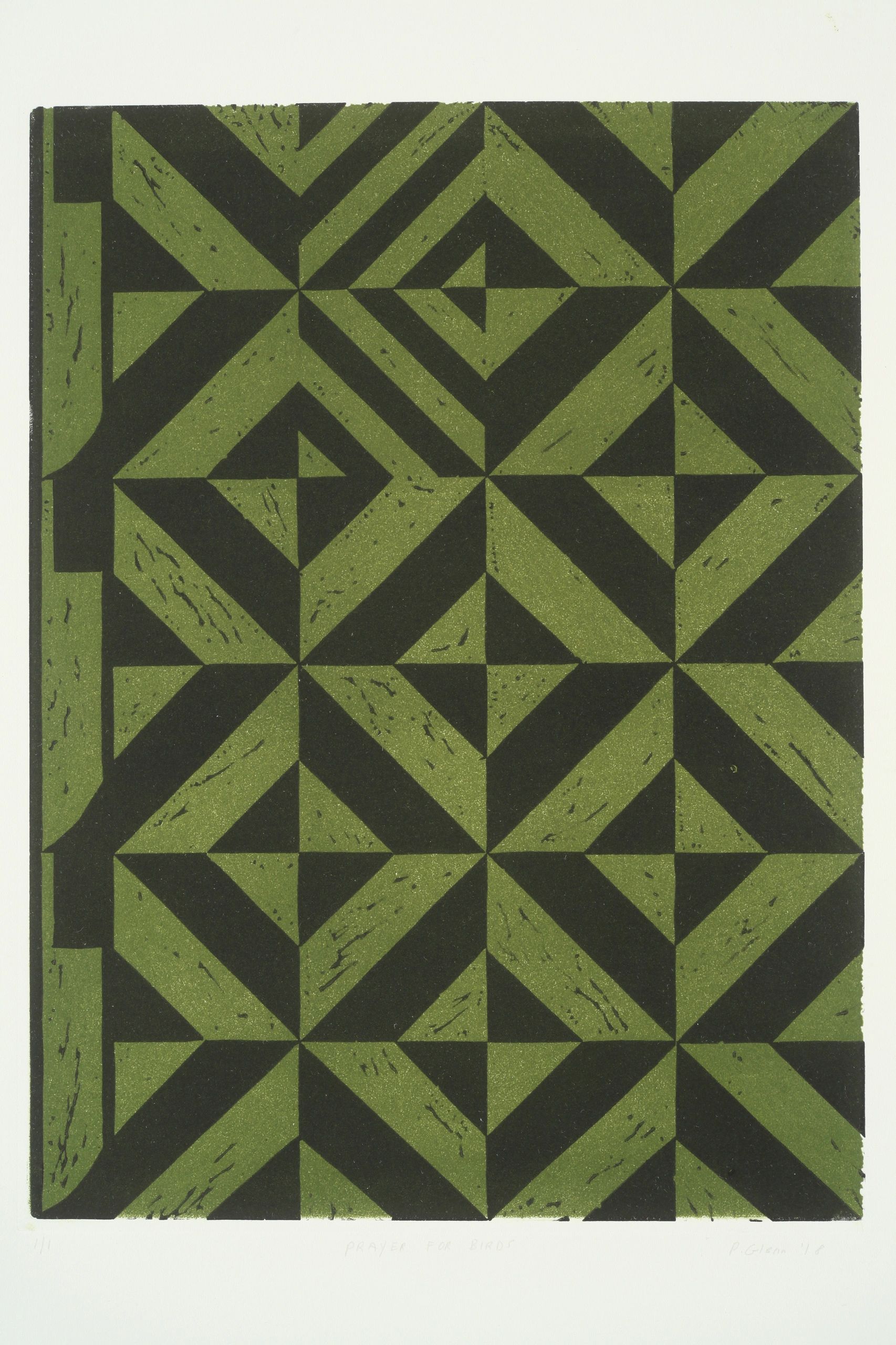 Geometric pattern in green and black.