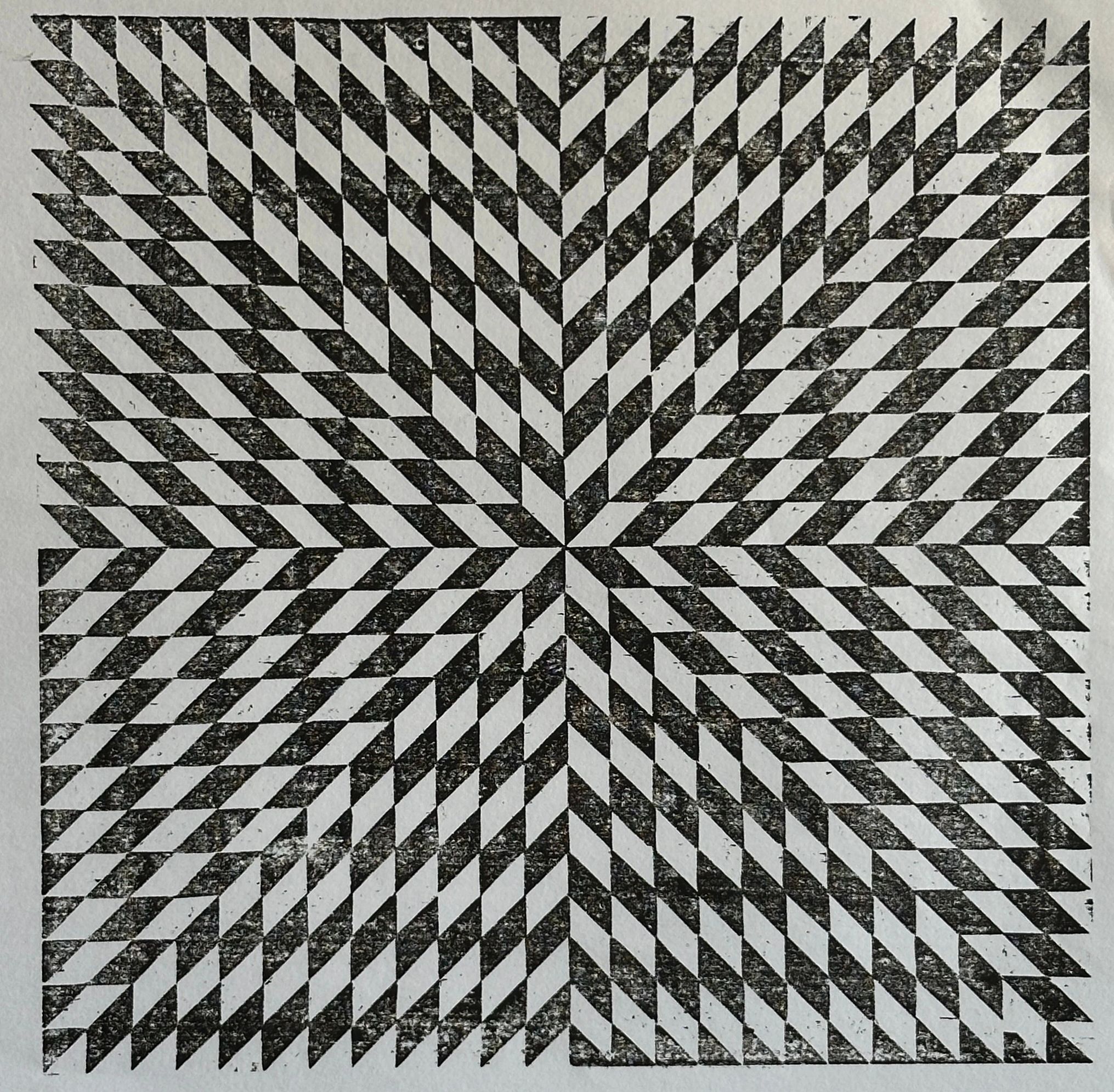 Black and white geometric star pattern.