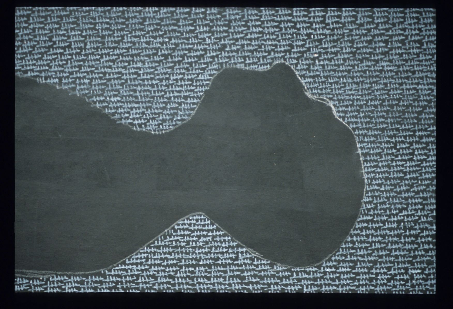 Silhouette of a face with tally marks.