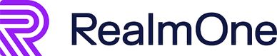RealmOne logo with stylized 'R' and modern font.
