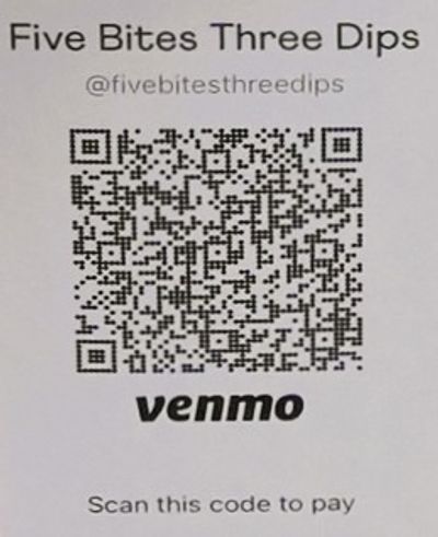 Venmo payment QR code for Five Bites Three Dips.