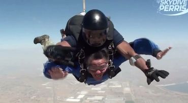 David Remland sky diving in California.