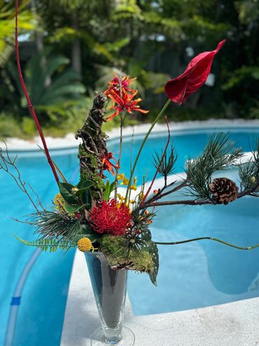 Custom Faux Flower Ikebana style arrangement