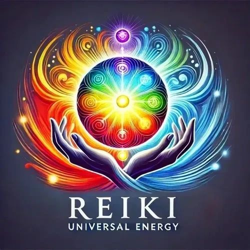 Reiki Universal Energy logo with chakra energy healing by Nadege Blanc, Reiki Master in Dallas Texas