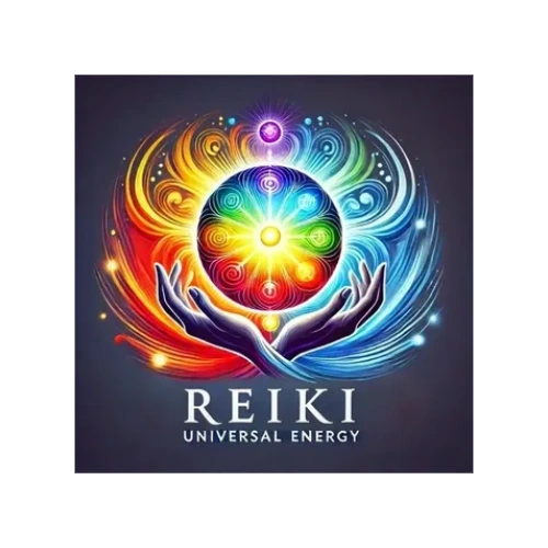 Reiki Universal Energy logo with chakra energy healing by Nadege Blanc, Reiki Master in Dallas Texas