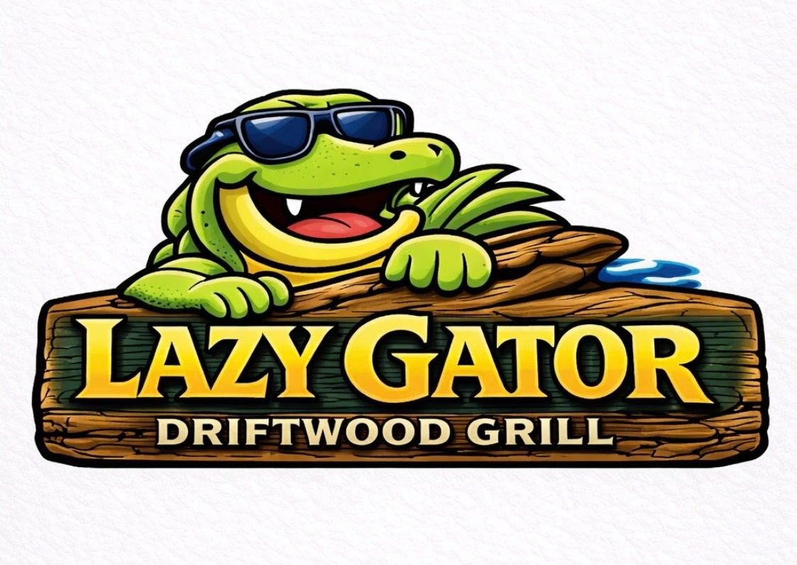 Driftwood Grill Home of the Lazy Gator logo