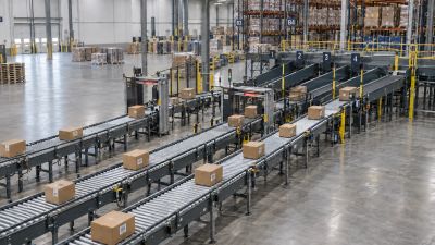 Automated warehouse conveyor and sortation system moving spaced cartons through a distribution cente