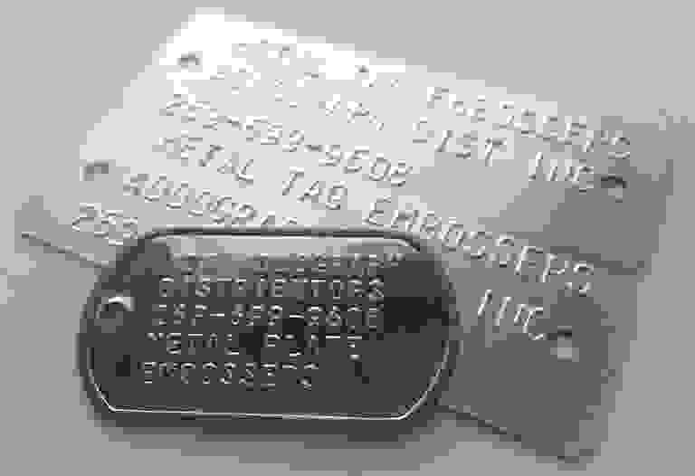 Embossed Dog Tag and Aluminum Plate