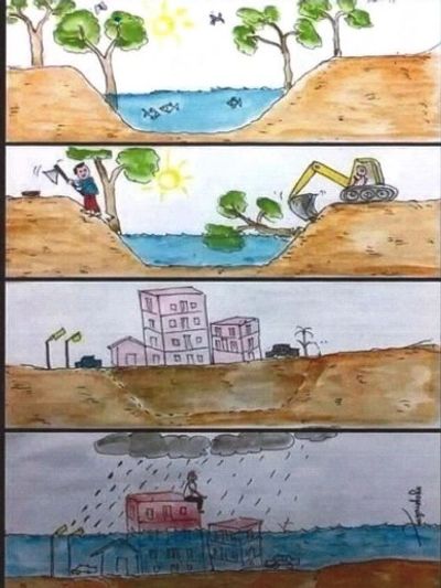 Flooding caused by removing natural areas that absorb stormwater.