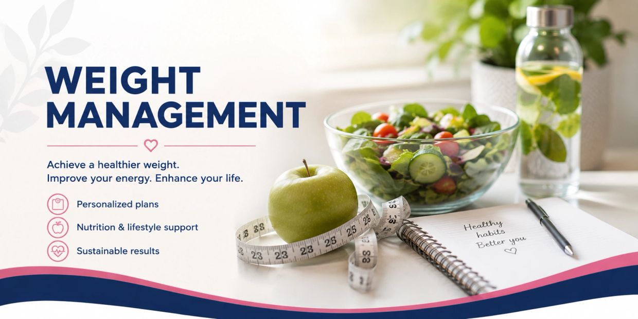 Weight management promoting healthier habits with nutrition and support.